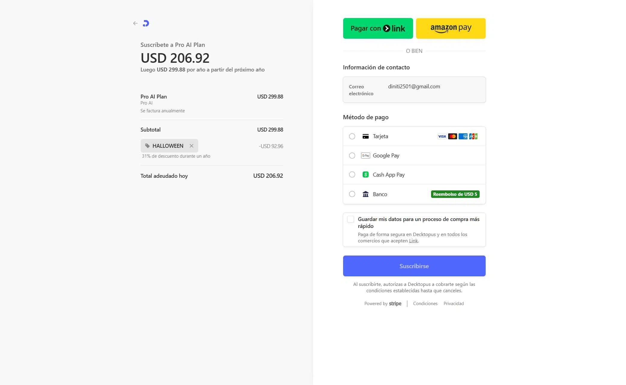 Decktopus checkout page showing Decktopus promo code box | Screenshot taken by SimplyCodes community member on Feb 3, 2026