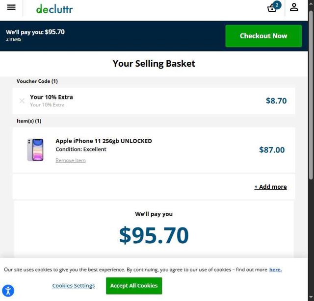 Decluttr checkout page showing Decluttr promo code box | Screenshot taken by SimplyCodes community member on Jun 6, 2025