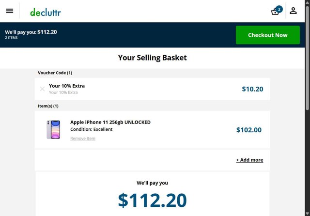 Decluttr checkout page showing Decluttr promo code box | Screenshot taken by SimplyCodes community member on May 15, 2025