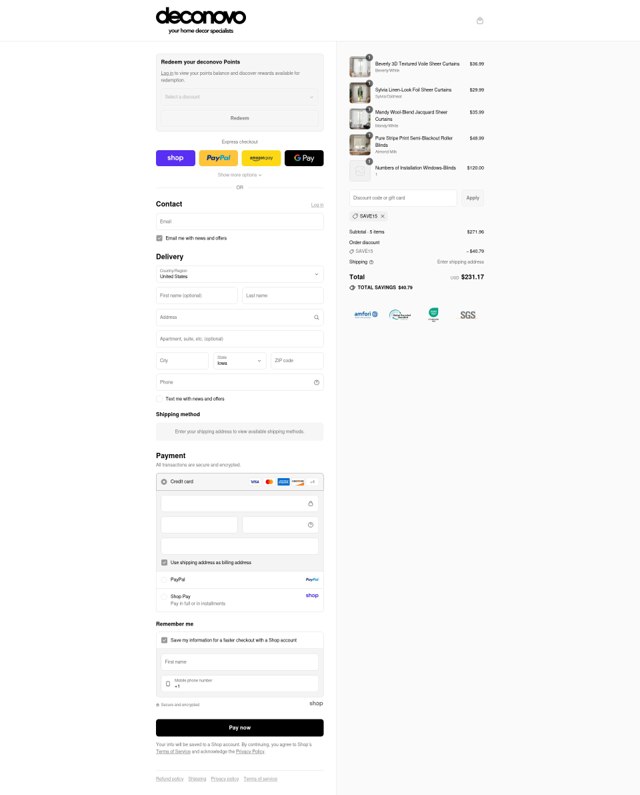 Deconovo checkout page showing Deconovo promo code box | Screenshot taken by SimplyCodes community member on Sep 7, 2025