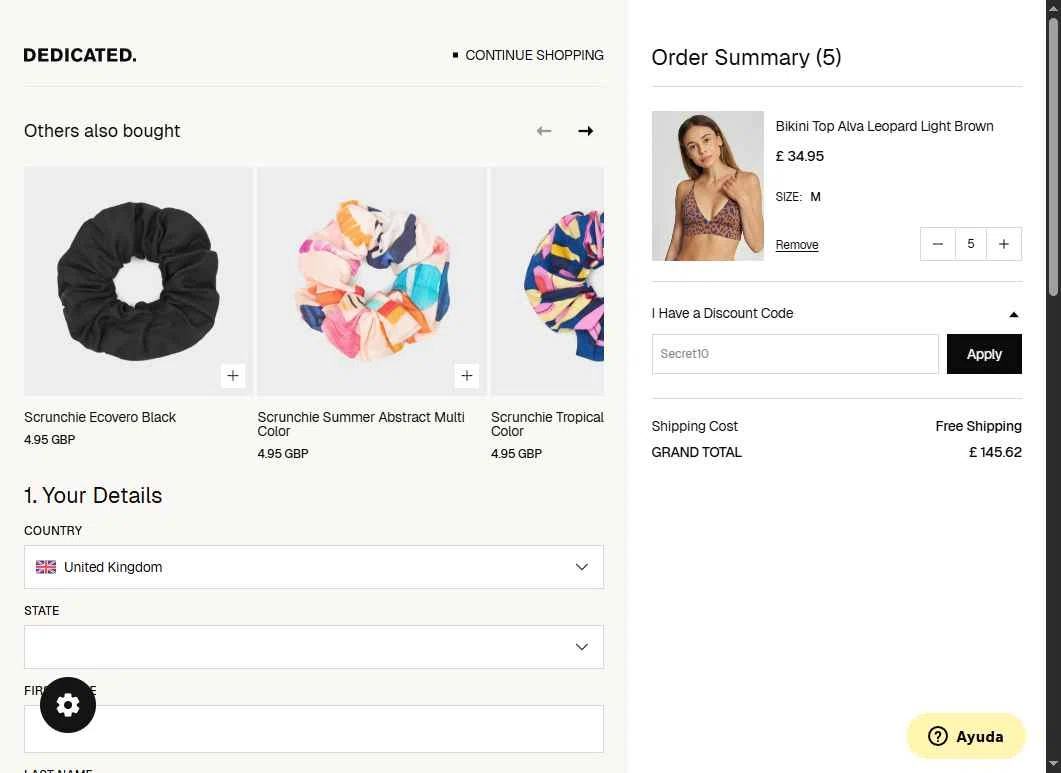 Dedicated Brand checkout page showing Dedicated Brand promo code box | Screenshot taken by SimplyCodes community member on Aug 29, 2025