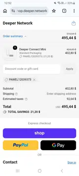 Deeper Network coupon verification screenshot