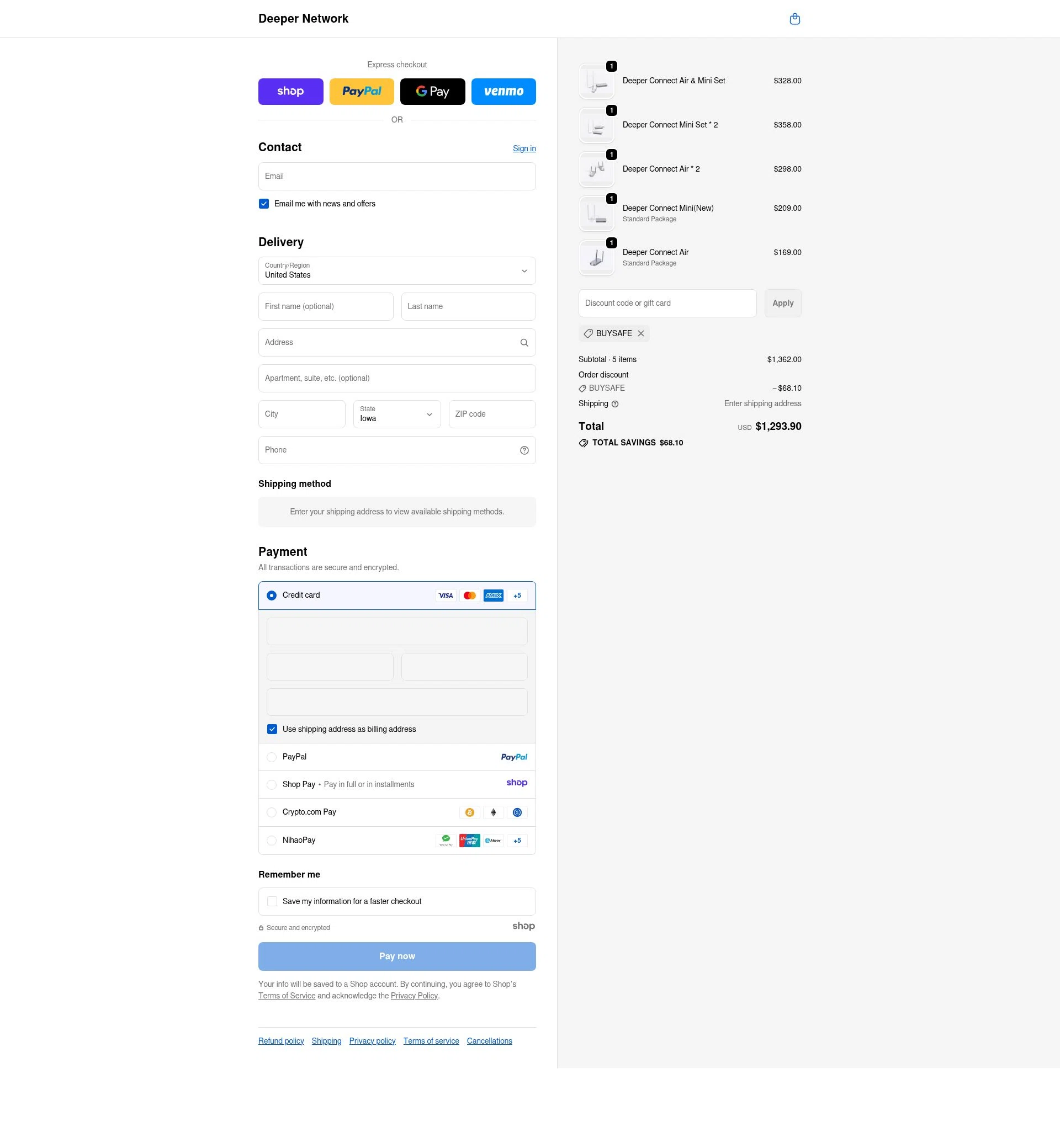 Deeper Network checkout page showing Deeper Network discount code box | Screenshot taken by SimplyCodes community member on Dec 14, 2025