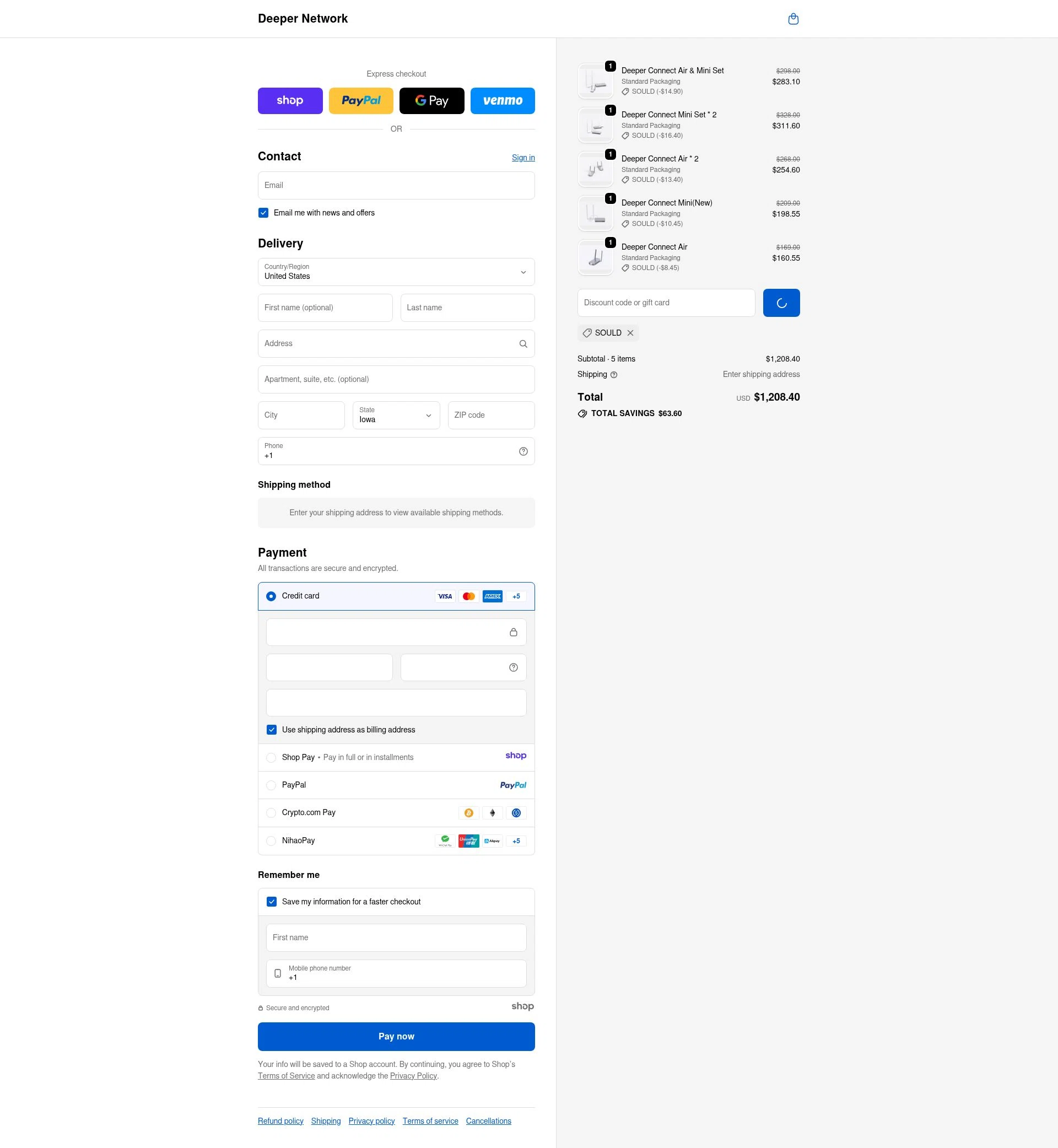 Deeper Network checkout page showing Deeper Network discount code box | Screenshot taken by SimplyCodes community member on Jan 6, 2026
