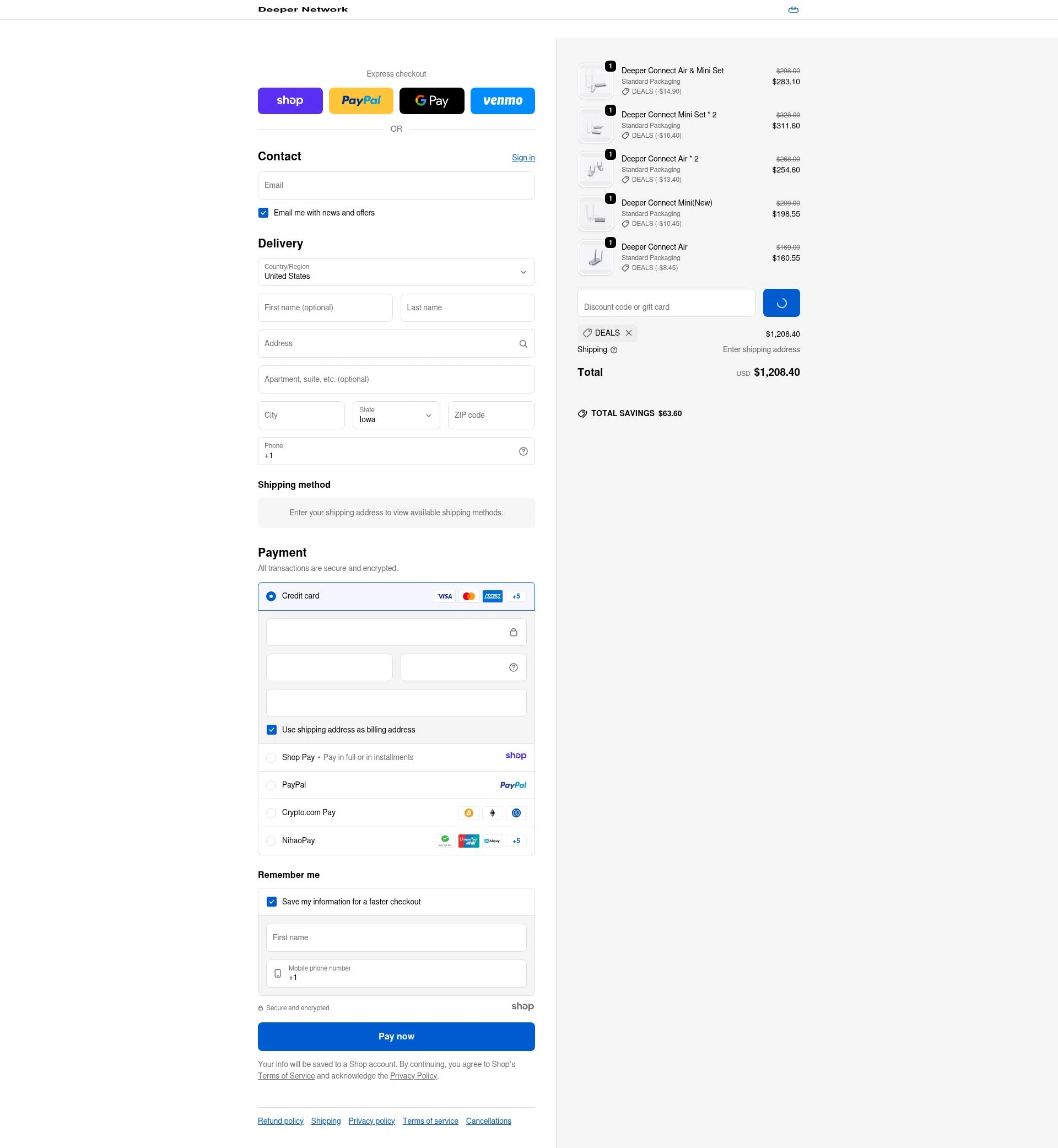 Deeper Network checkout page showing Deeper Network discount code box | Screenshot taken by SimplyCodes community member on Jan 6, 2026