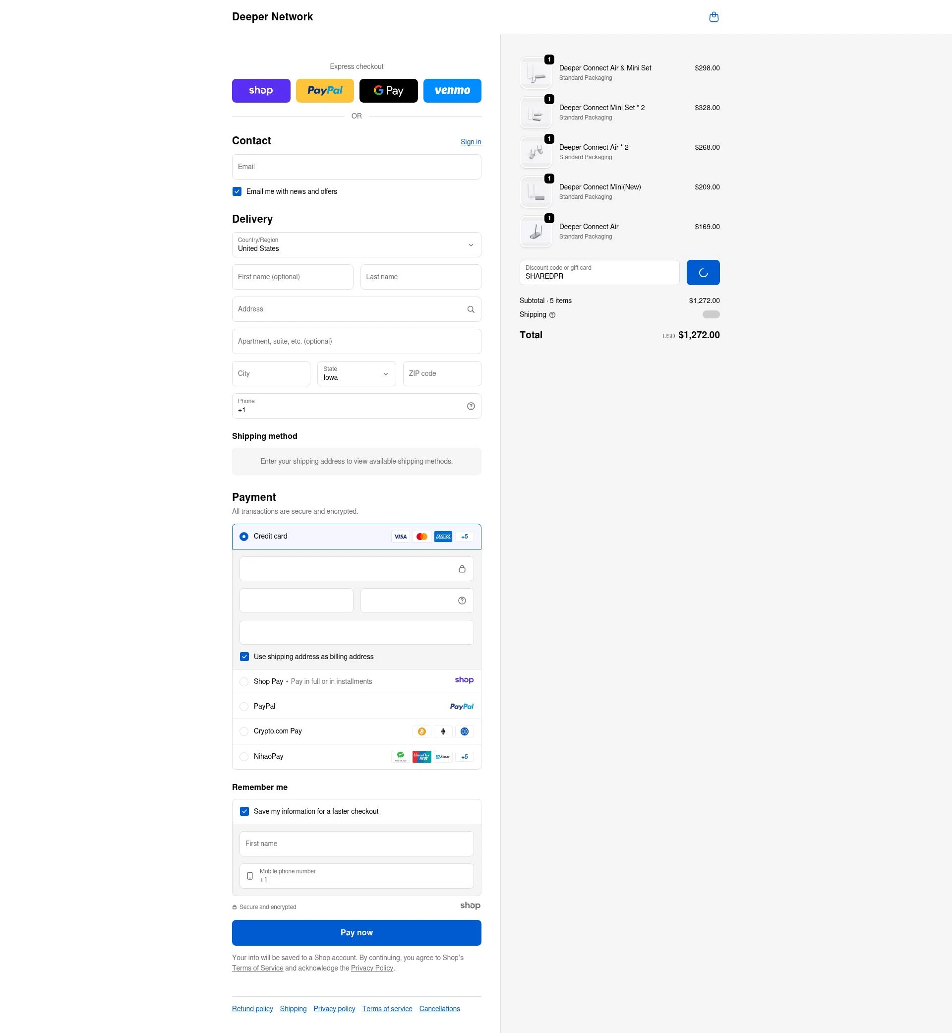 Deeper Network checkout page showing Deeper Network discount code box | Screenshot taken by SimplyCodes community member on Jan 6, 2026
