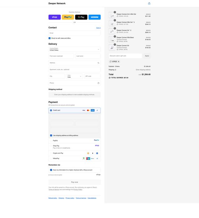 Deeper Network checkout page showing Deeper Network discount code box | Screenshot taken by SimplyCodes community member on Sep 15, 2025