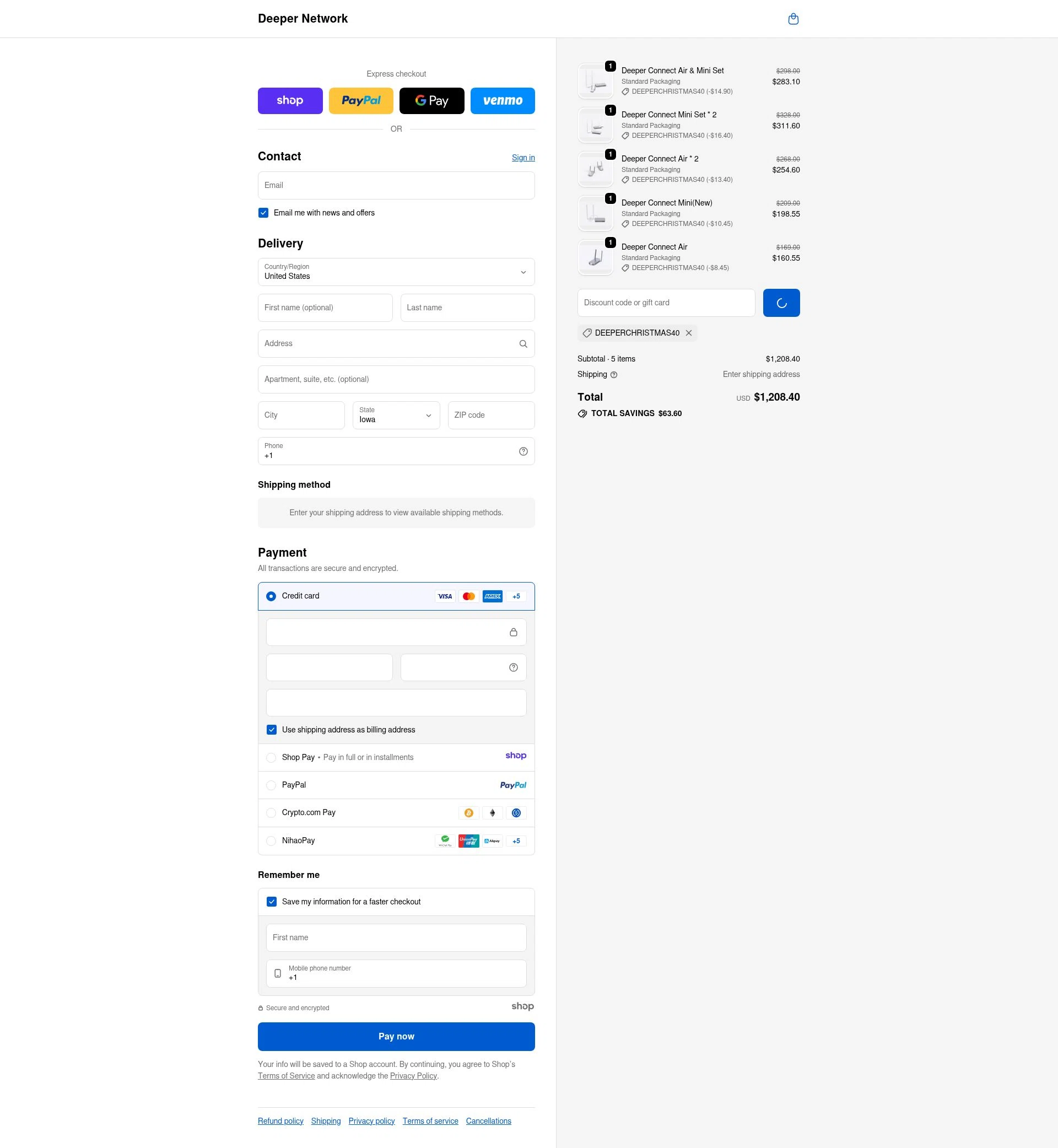 Deeper Network checkout page showing Deeper Network discount code box | Screenshot taken by SimplyCodes community member on Jan 6, 2026