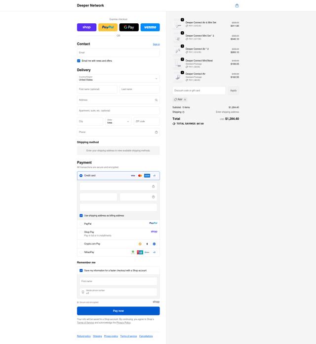 Deeper Network checkout page showing Deeper Network discount code box | Screenshot taken by SimplyCodes community member on Oct 13, 2025