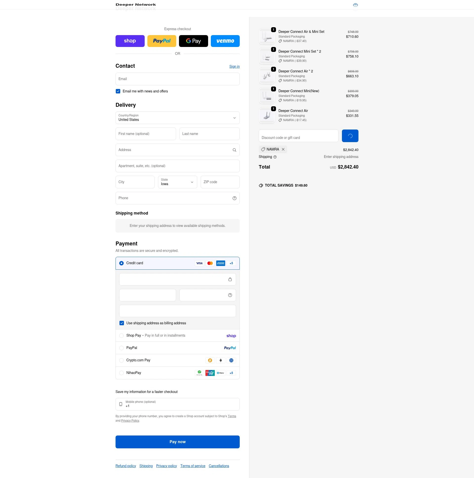 Deeper Network checkout page showing Deeper Network discount code box | Screenshot taken by SimplyCodes community member on Feb 12, 2026