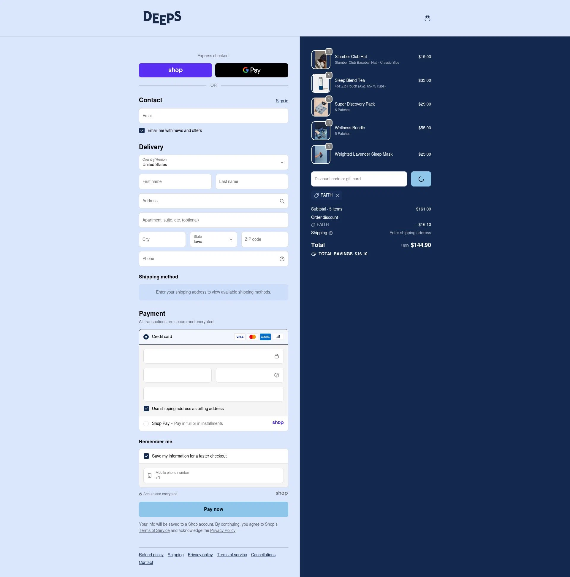 Deeps checkout page showing Deeps promo code box | Screenshot taken by SimplyCodes community member on Dec 31, 2025