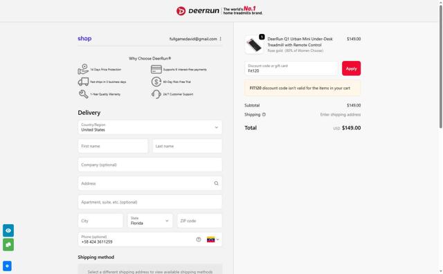 DeerRun checkout page showing DeerRun discount code box | Screenshot taken by SimplyCodes community member on Sep 21, 2025