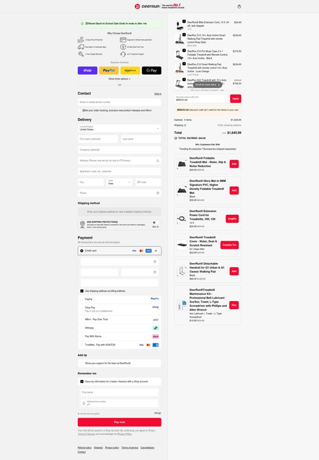 DeerRun checkout page showing DeerRun discount code box | Screenshot taken by SimplyCodes community member on Sep 19, 2025