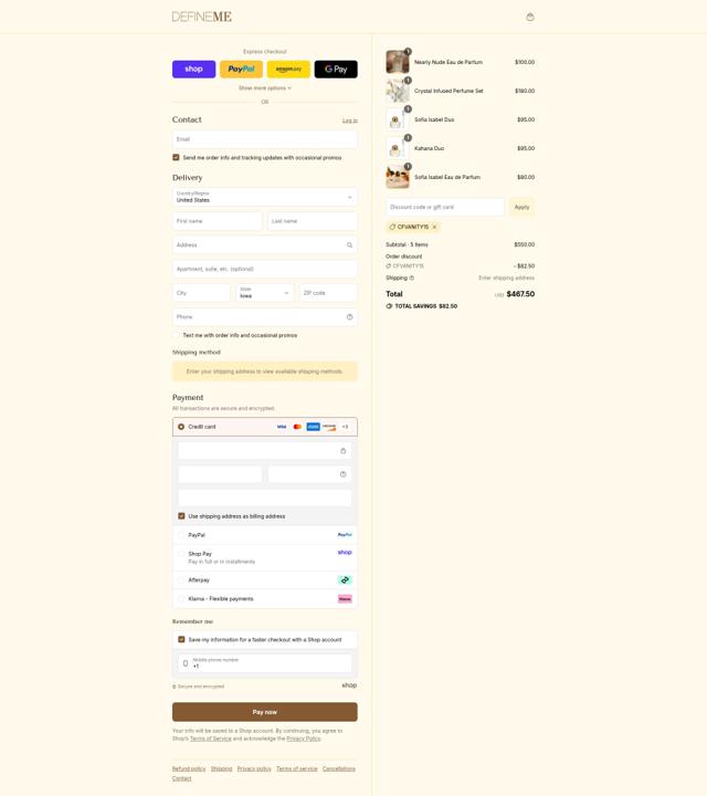 DefineMe checkout page showing DefineMe coupon code box | Screenshot taken by SimplyCodes community member on Sep 9, 2025
