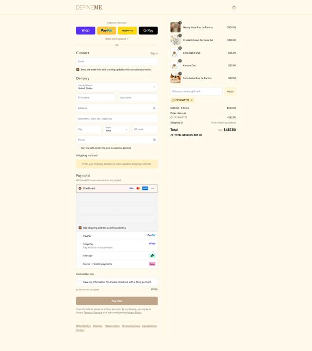 DefineMe checkout page showing DefineMe coupon code box | Screenshot taken by SimplyCodes community member on Sep 12, 2025
