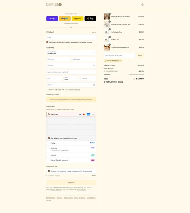 DefineMe checkout page showing DefineMe coupon code box | Screenshot taken by SimplyCodes community member on Sep 12, 2025