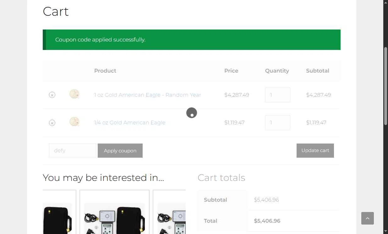 Defythegrid.com checkout page showing Defythegrid.com coupon code box | Screenshot taken by SimplyCodes community member on Oct 11, 2025