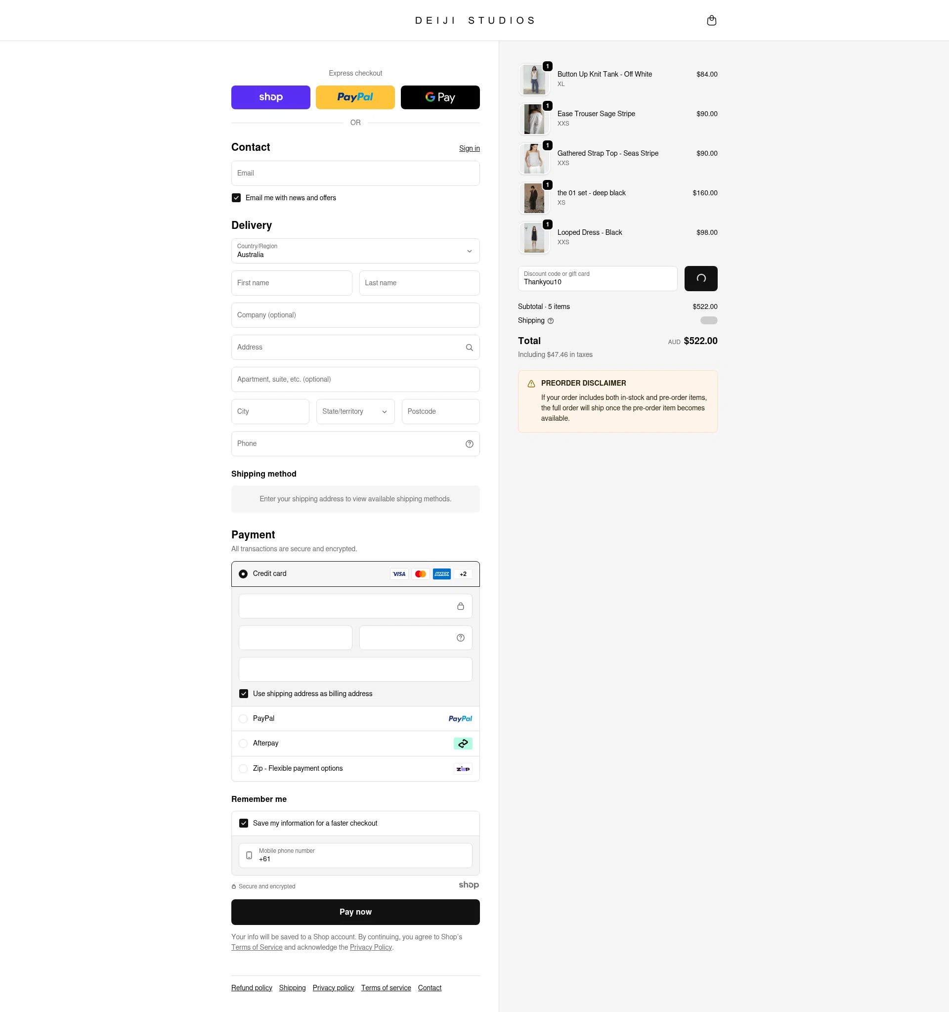 Deiji Studios checkout page showing Deiji Studios discount code box | Screenshot taken by SimplyCodes community member on Jan 3, 2026