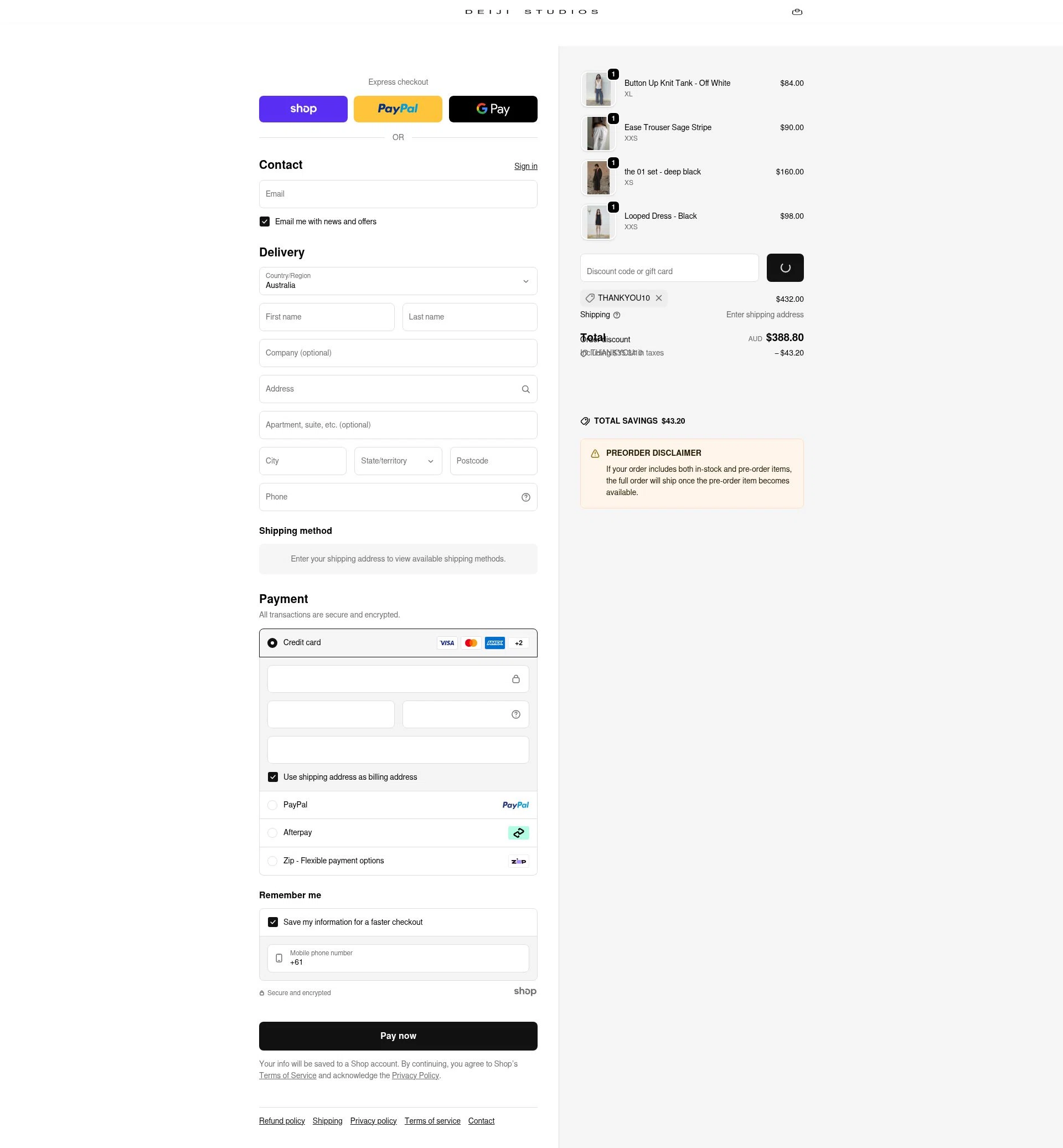 Deiji Studios checkout page showing Deiji Studios discount code box | Screenshot taken by SimplyCodes community member on Jan 28, 2026