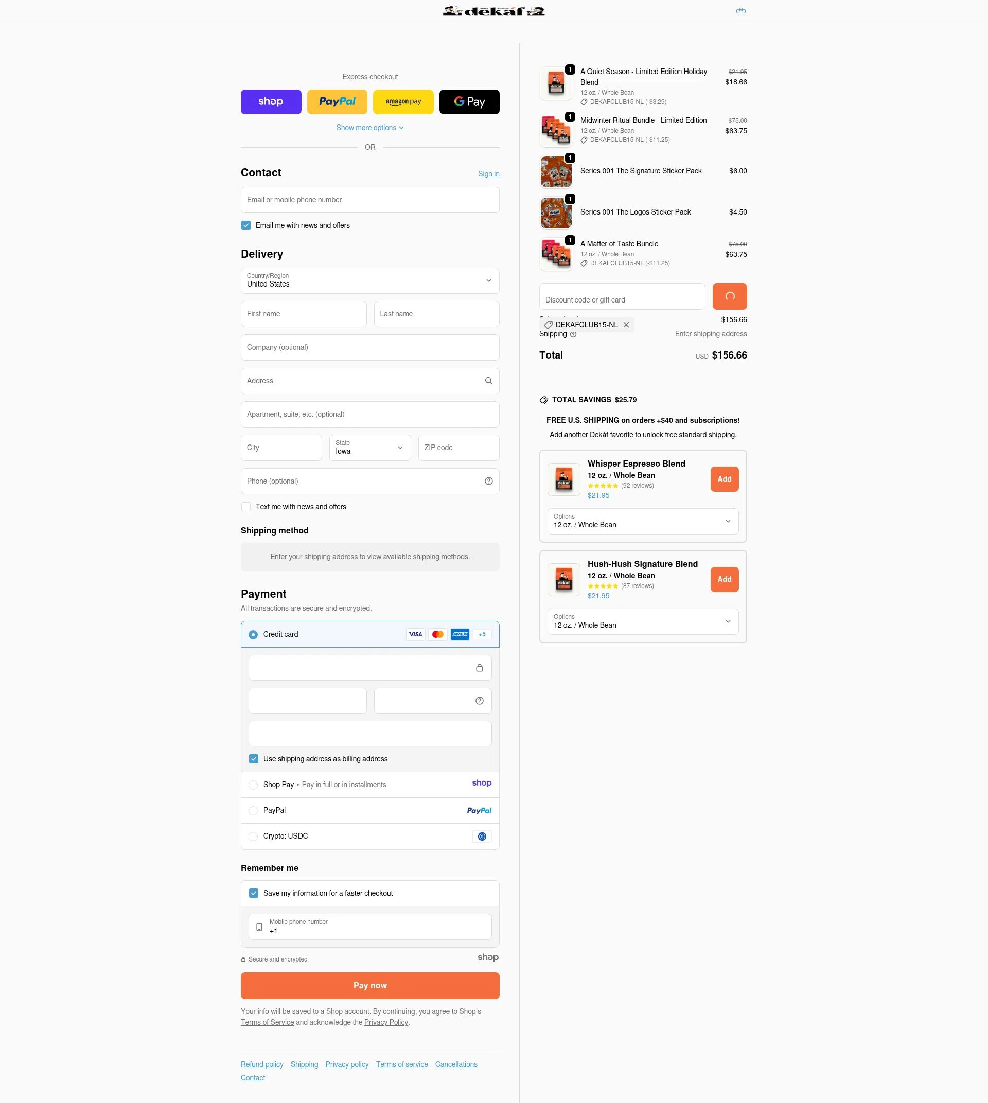 DEKAF checkout page showing DEKAF promo code box | Screenshot taken by SimplyCodes community member on Dec 31, 2025