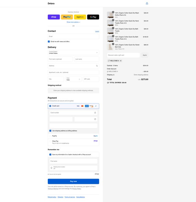 DelaraHome checkout page showing DelaraHome promo code box | Screenshot taken by SimplyCodes community member on Sep 4, 2025