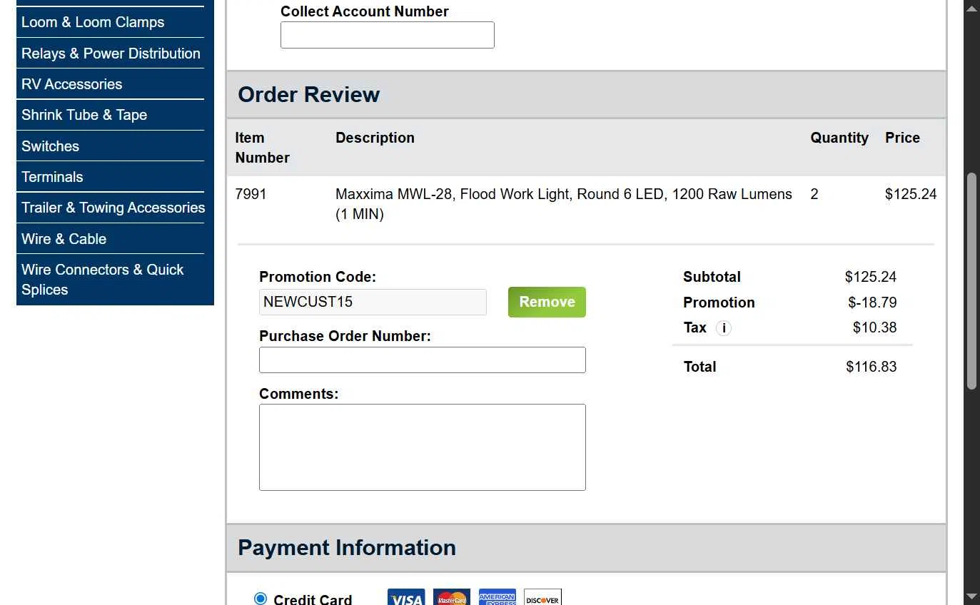 Del City checkout page showing Del City promo code box | Screenshot taken by SimplyCodes community member on Dec 19, 2025
