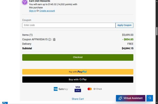 Dell checkout page showing Dell coupon code box | Screenshot taken by SimplyCodes community member on Jul 23, 2025