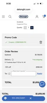 JOINFAMILY10 coupon verification screenshot