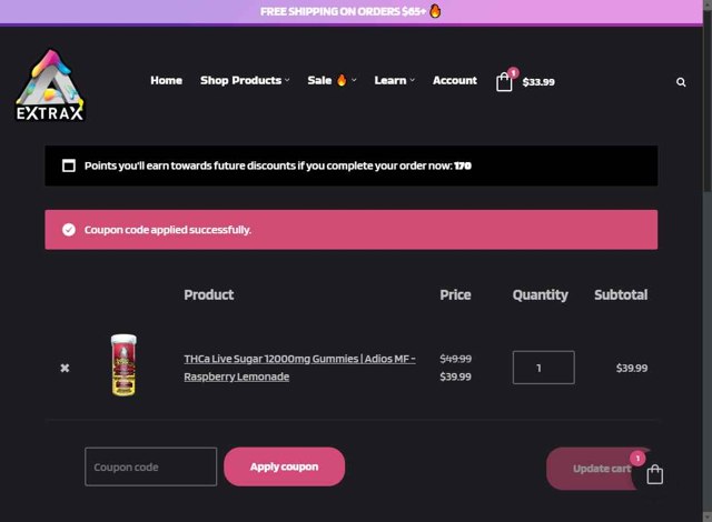 Delta Extrax checkout page showing Delta Extrax coupon code box | Screenshot taken by SimplyCodes community member on Aug 12, 2025