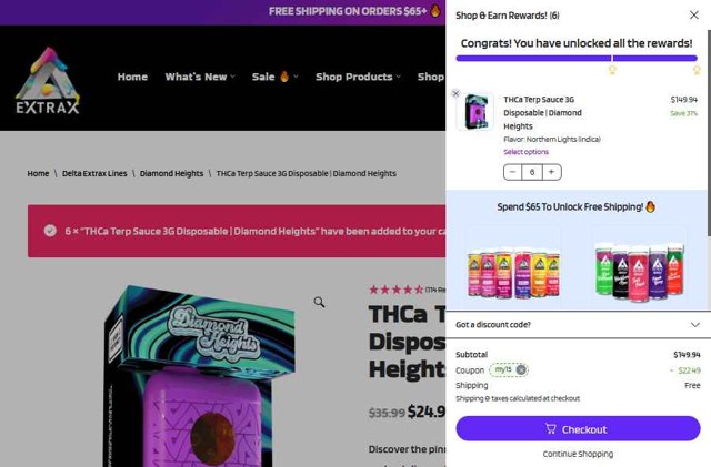 Delta Extrax checkout page showing Delta Extrax coupon code box | Screenshot taken by SimplyCodes community member on Jul 28, 2025