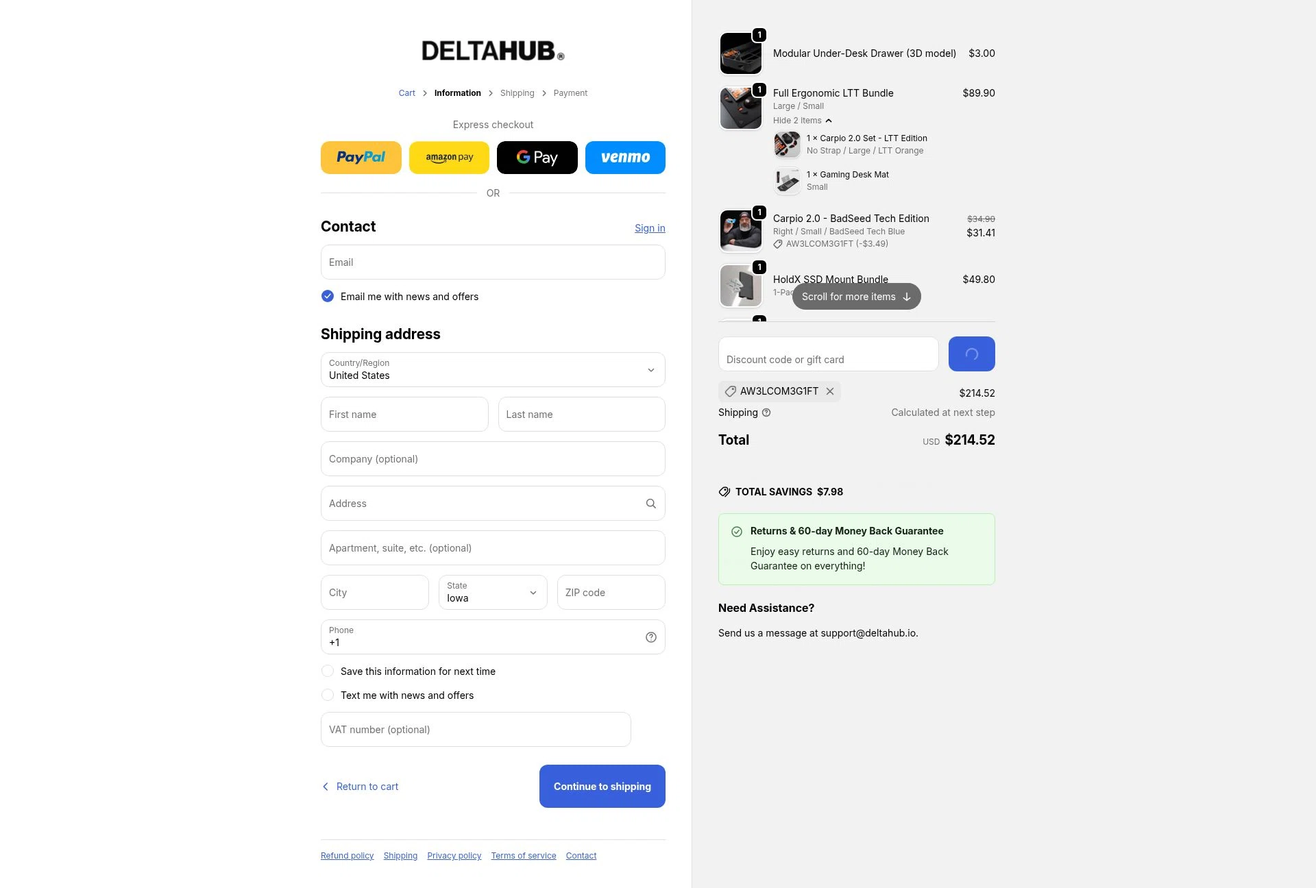 Deltahub checkout page showing Deltahub discount code box | Screenshot taken by SimplyCodes community member on Feb 11, 2026