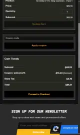 WELCOME15 coupon verification screenshot