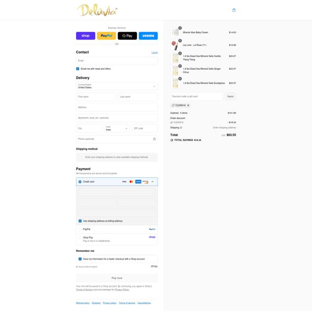 Deluvia checkout page showing Deluvia coupon code box | Screenshot taken by SimplyCodes community member on Sep 8, 2025