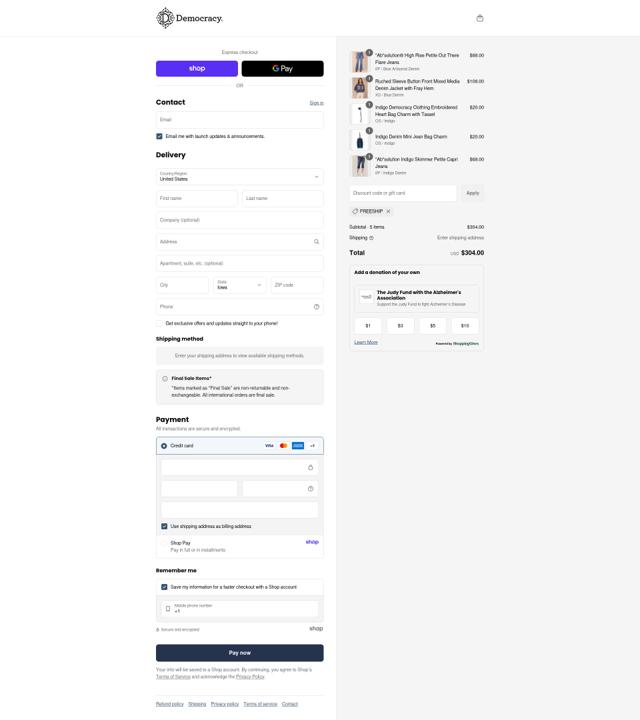 Democracy checkout page showing Democracy coupon code box | Screenshot taken by SimplyCodes community member on Sep 12, 2025