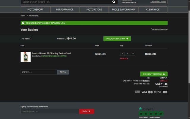Demon Tweeks checkout page showing Demon Tweeks discount code box | Screenshot taken by SimplyCodes community member on Jun 22, 2025