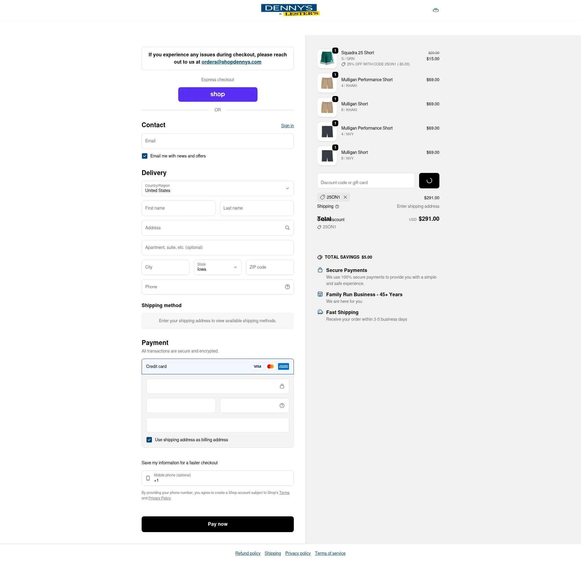 Denny's Apparel checkout page showing Denny's Apparel promo code box | Screenshot taken by SimplyCodes community member on Feb 12, 2026
