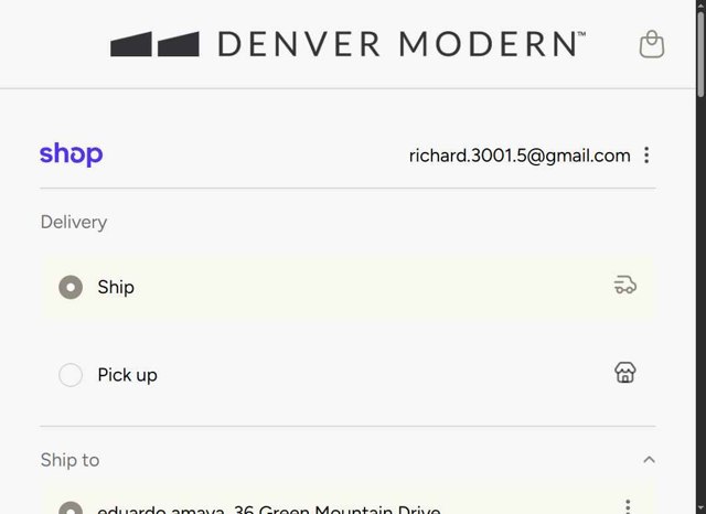 Denver Modern checkout page showing Denver Modern discount code box | Screenshot taken by SimplyCodes community member on Sep 3, 2025