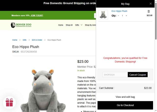 Denver Zoo checkout page showing Denver Zoo promo code box | Screenshot taken by SimplyCodes community member on May 20, 2025