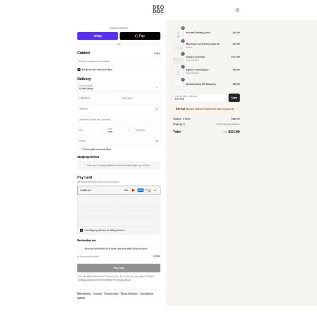 DeoDoc checkout page showing DeoDoc coupon code box | Screenshot taken by SimplyCodes community member on Sep 7, 2025