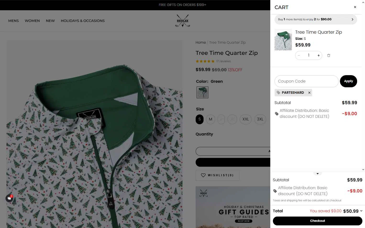 Deolax checkout page showing Deolax coupon code box | Screenshot taken by SimplyCodes community member on Dec 8, 2025