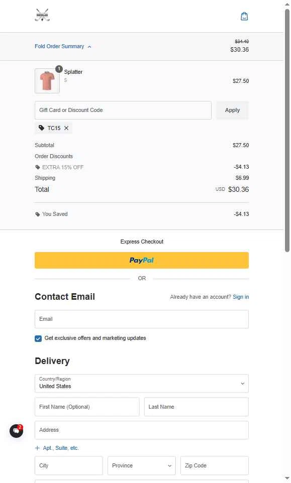 Deolax checkout page showing Deolax coupon code box | Screenshot taken by SimplyCodes community member on Nov 13, 2025
