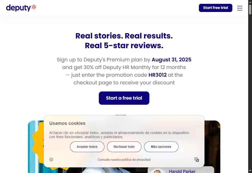 Deputy checkout page showing Deputy promo code box | Screenshot taken by SimplyCodes community member on Dec 27, 2025