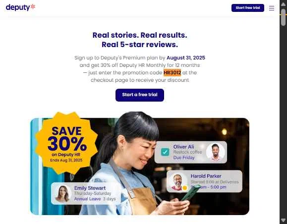 Deputy checkout page showing Deputy promo code box | Screenshot taken by SimplyCodes community member on Jan 25, 2026