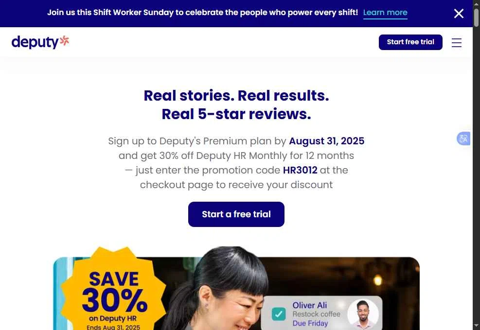 Deputy checkout page showing Deputy promo code box | Screenshot taken by SimplyCodes community member on Nov 28, 2025