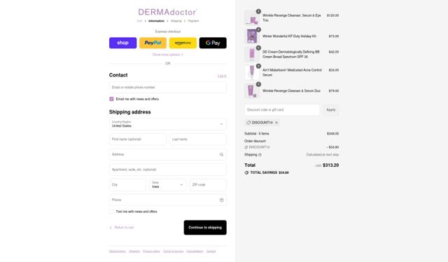 DERMAdoctor checkout page showing DERMAdoctor coupon code box | Screenshot taken by SimplyCodes community member on Sep 8, 2025