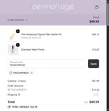 Dermaflage coupon verification screenshot