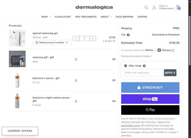 Dermalogica checkout page showing Dermalogica coupon code box | Screenshot taken by SimplyCodes community member on Aug 27, 2025