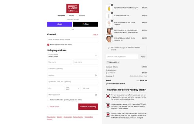Dermelect checkout page showing Dermelect coupon code box | Screenshot taken by SimplyCodes community member on Sep 15, 2025