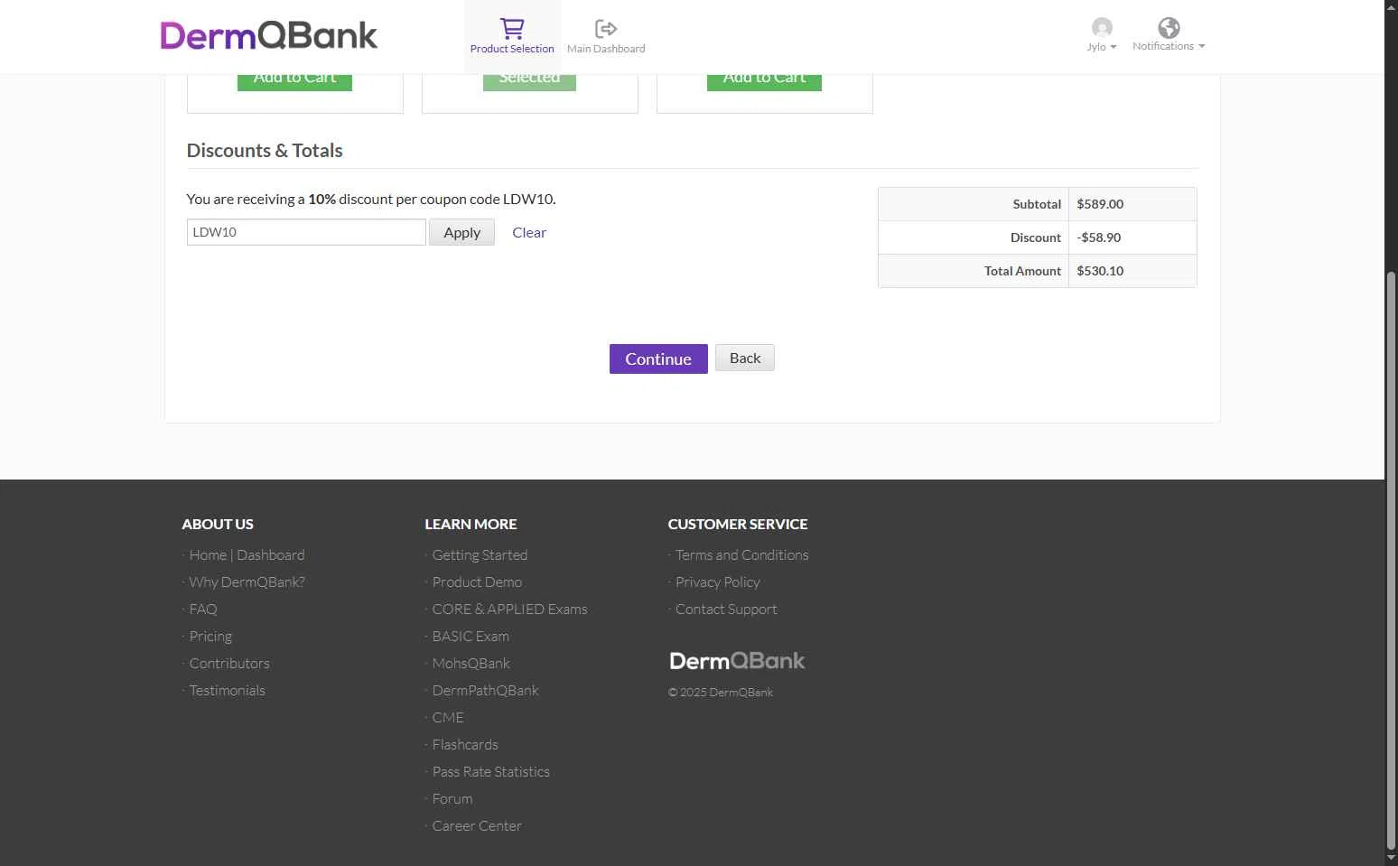 DermQBank checkout page showing DermQBank discount code box | Screenshot taken by SimplyCodes community member on Aug 30, 2025