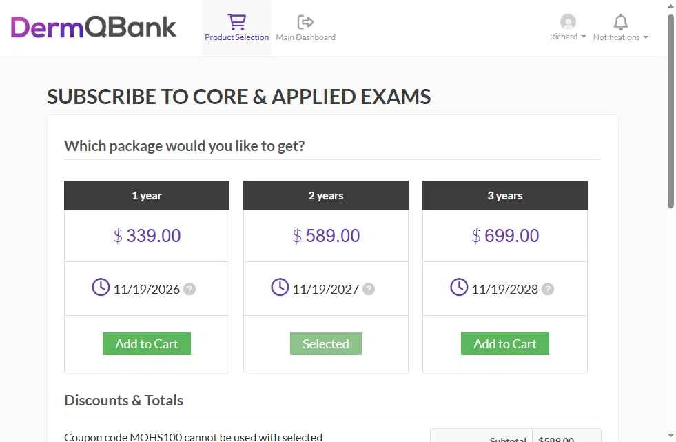 DermQBank checkout page showing DermQBank discount code box | Screenshot taken by SimplyCodes community member on Nov 20, 2025